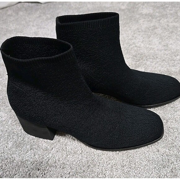 Eileen Fisher Paron Crepe Stretch Knit Bootie Black Women's Size 6.5 Retail $225 - Picture 2 of 8